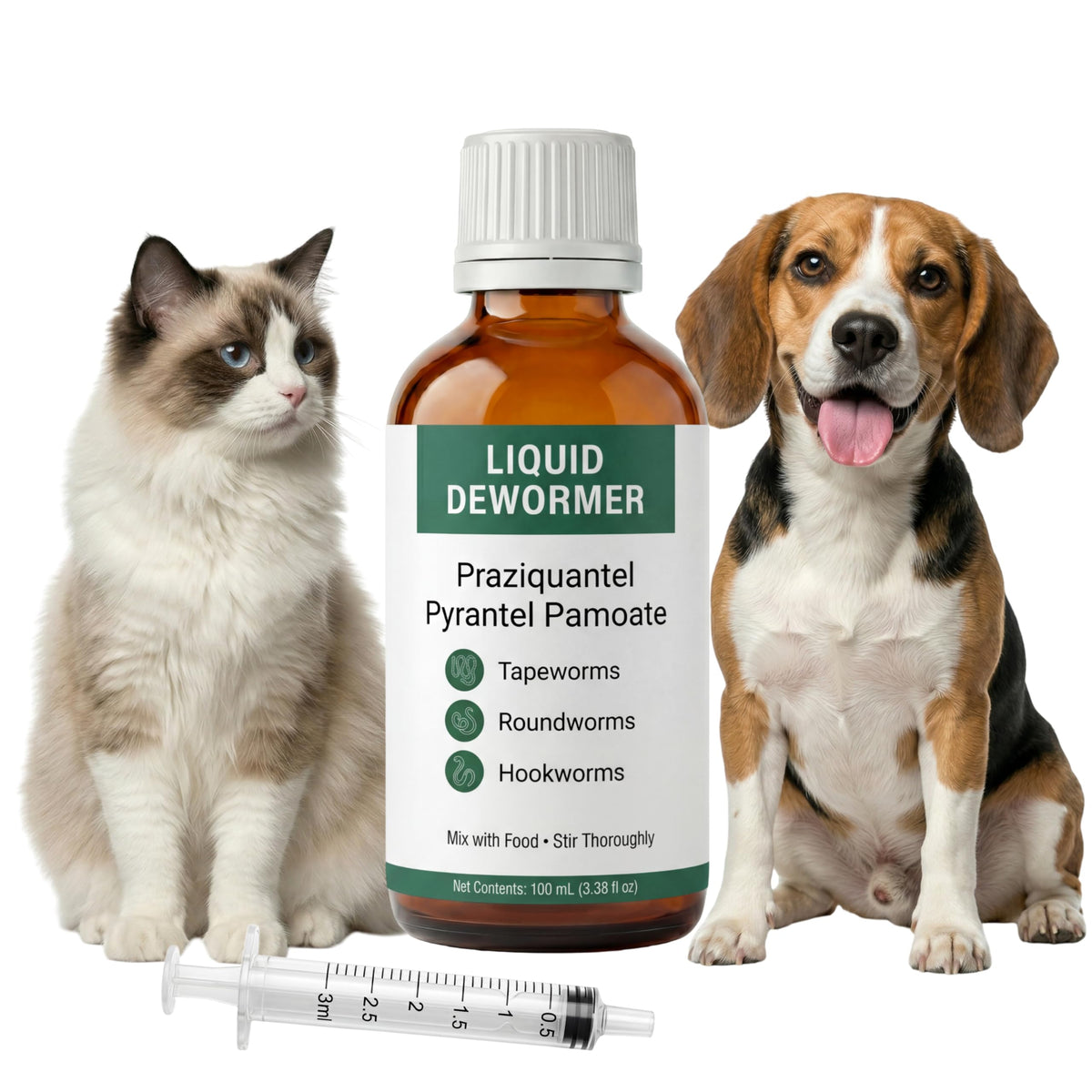 Liquid Dewormer, Praziquantel & Pyrantel Pamoate, 3.38 fl oz O951