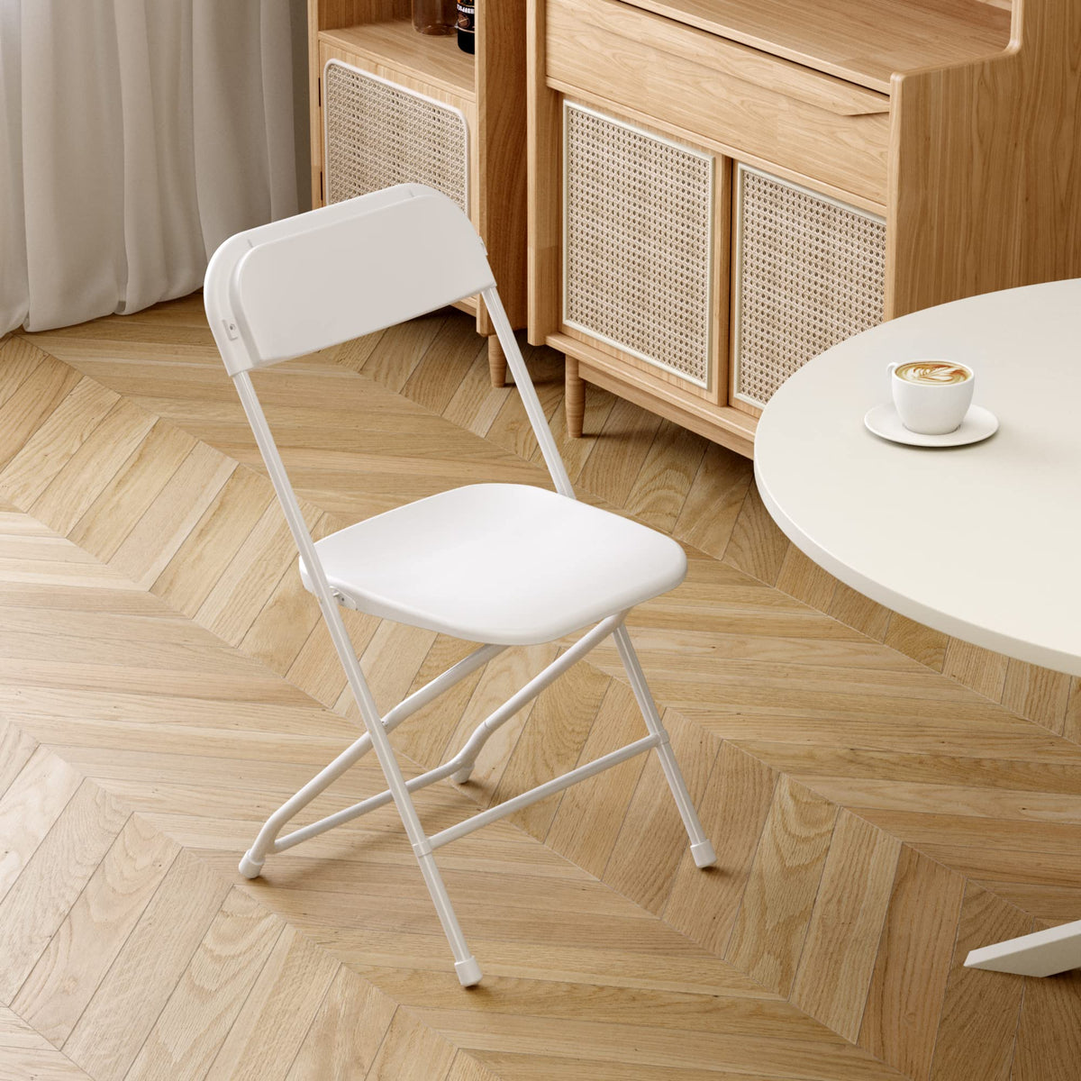 6 Pack White Plastic Folding Chair with Steel Frame C13200