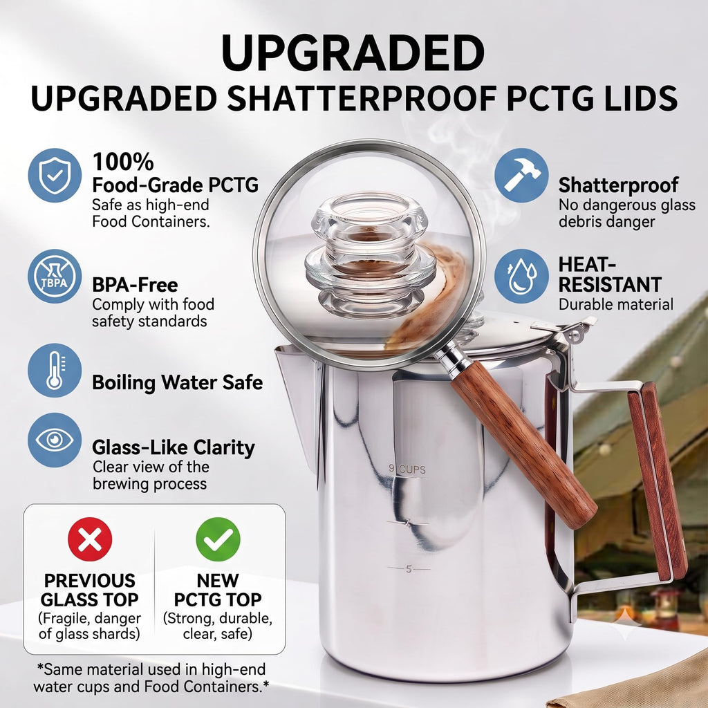 Stainless Steel 9 Cup Camping Coffee Percolator V207171