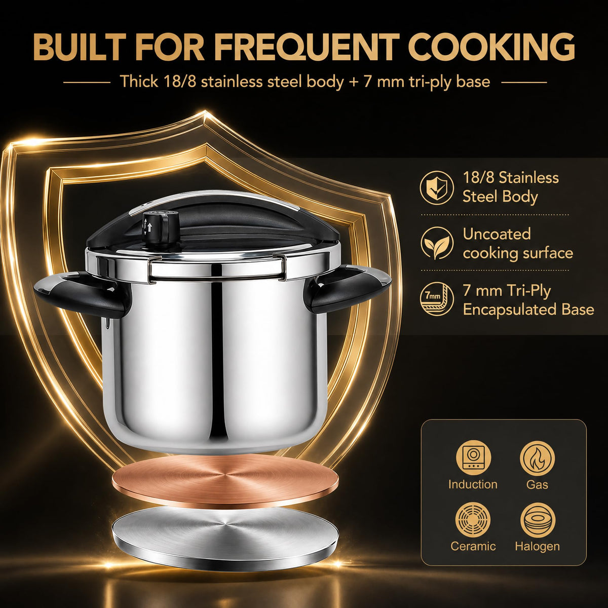 3.2QT Stainless Steel Stovetop Pressure Cooker B39459