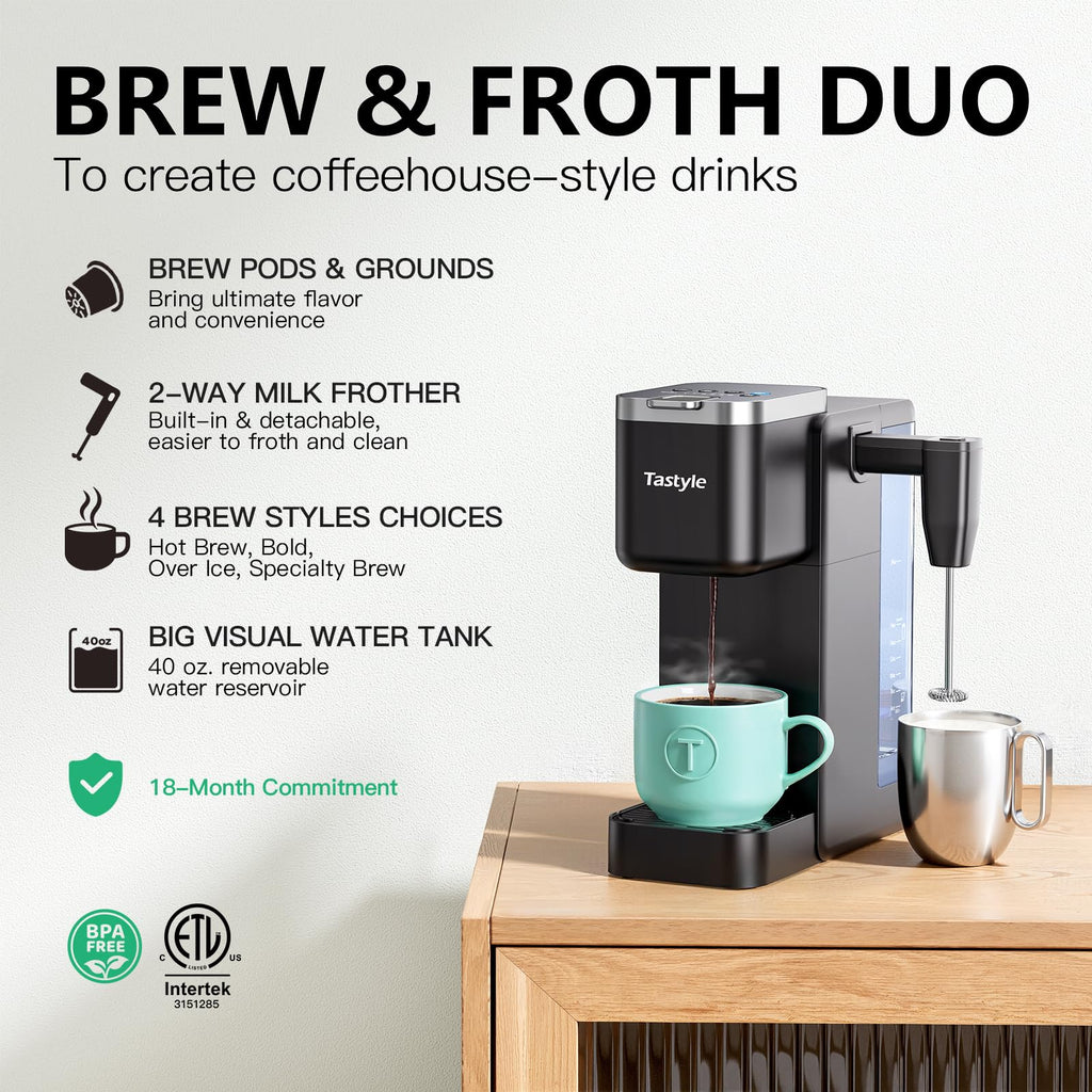 Single Serve Coffee Maker with Milk Frother R617