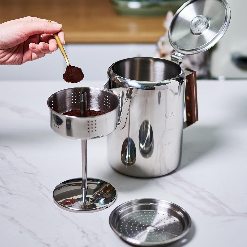 Stainless Steel 9 Cup Camping Coffee Percolator V207171