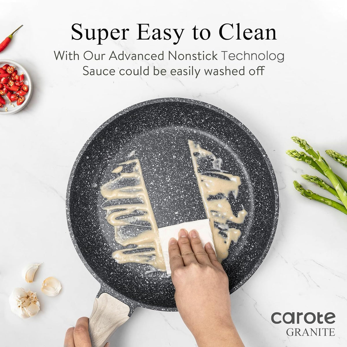 Non Stick 10 Inch Granite Skillet with Glass Lid Z269