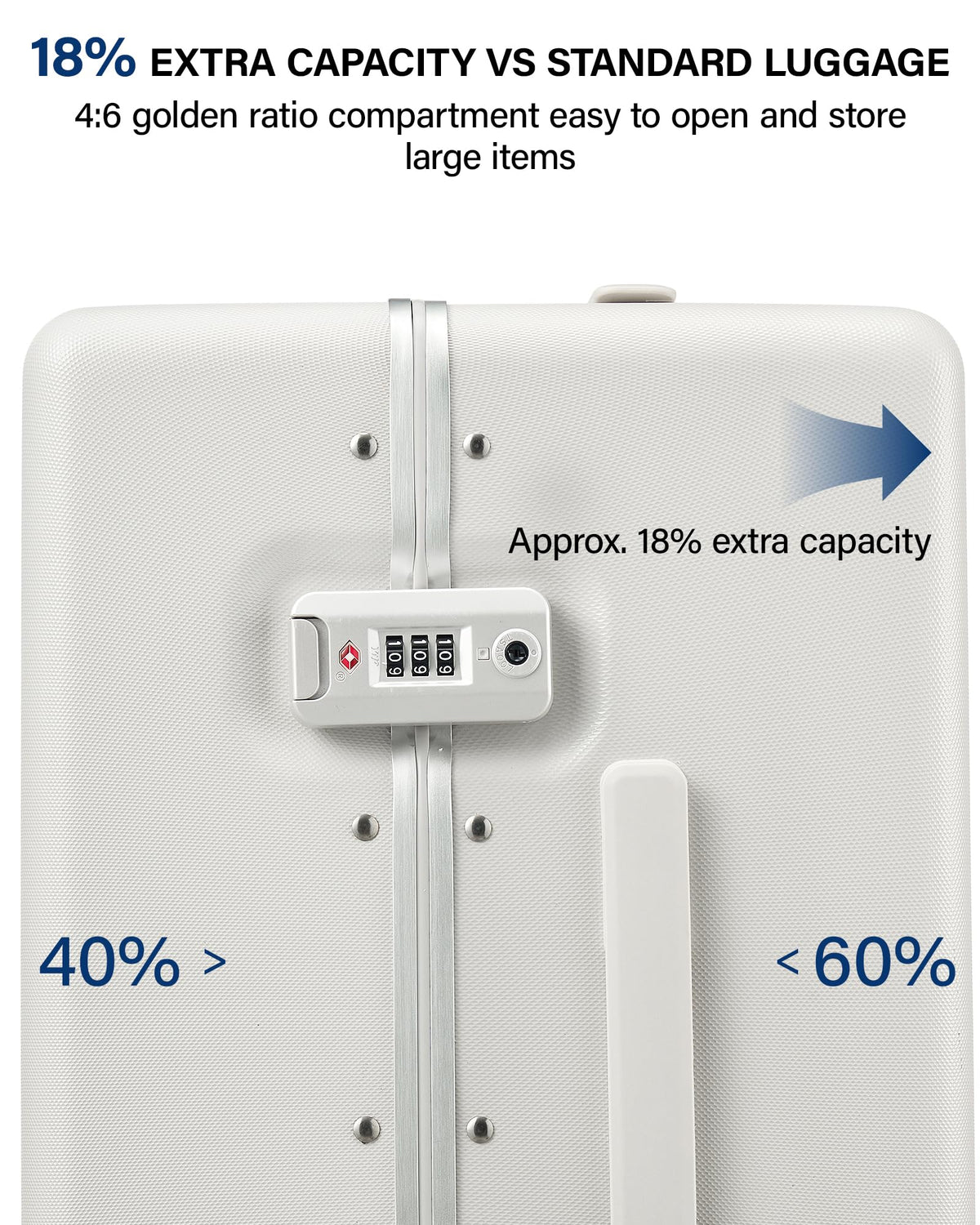 20 Inch Zipperless Aluminum Frame Hard Shell PC Carry-On Luggage with TSA Lock G18232