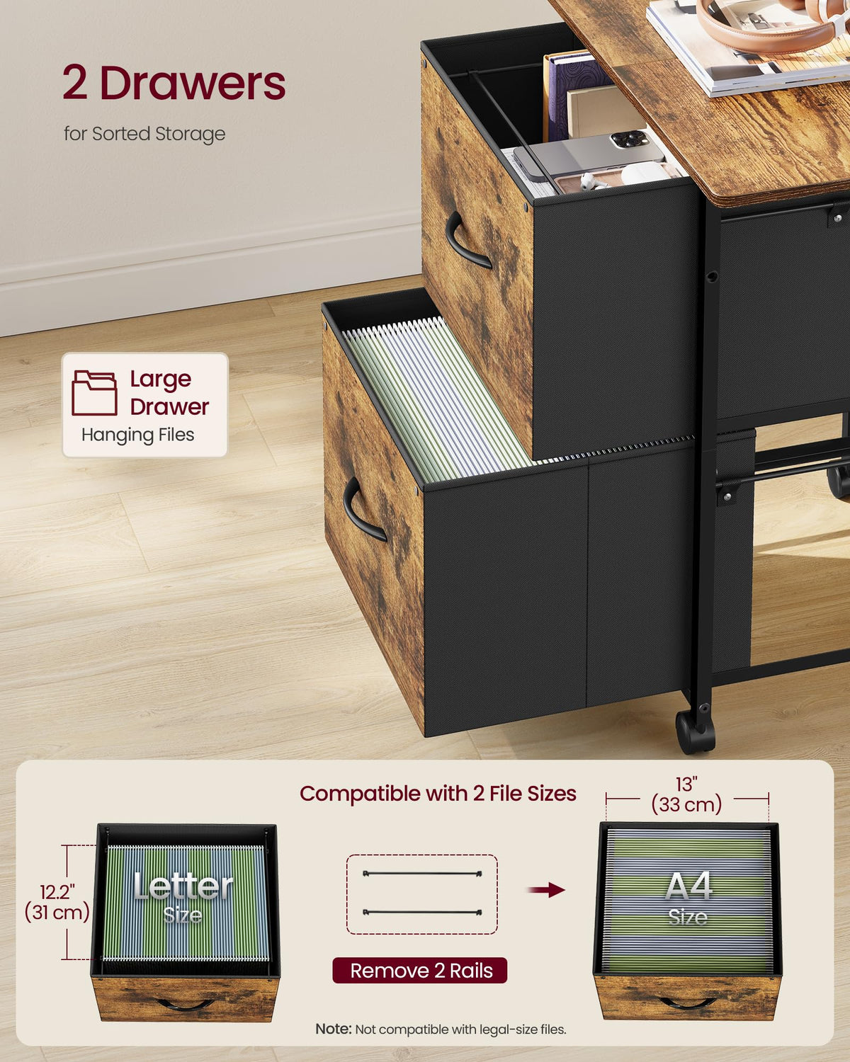 2-Drawer File Cabinet with Storage L863208