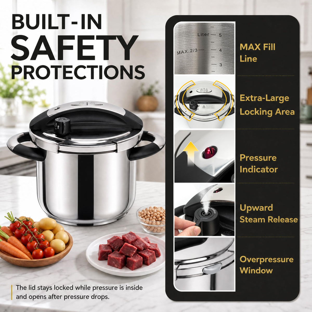 3.2QT Stainless Steel Stovetop Pressure Cooker B39459