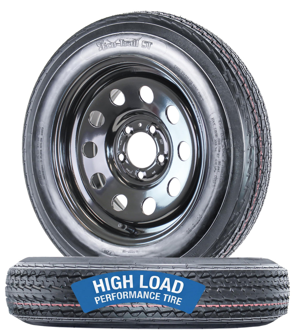 2-Pack Trailer Tire Rim Assembly 4.80-12 5 Lug Black K165455