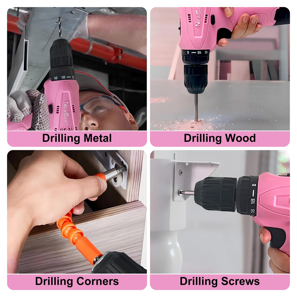 Pink 12V Cordless Drill Set with Battery and Charger J869392