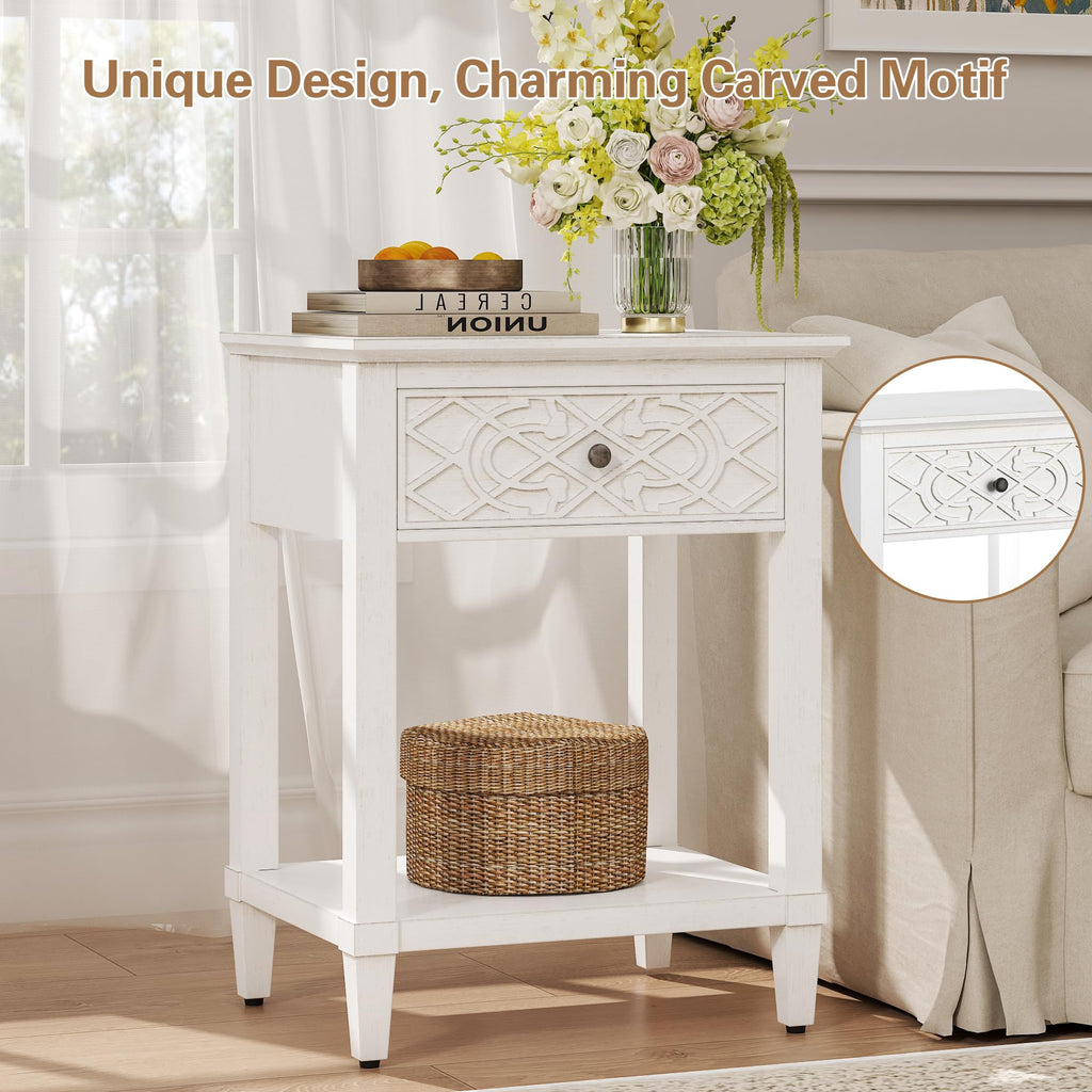 26" Solid Wood Nightstand with Drawers B3955