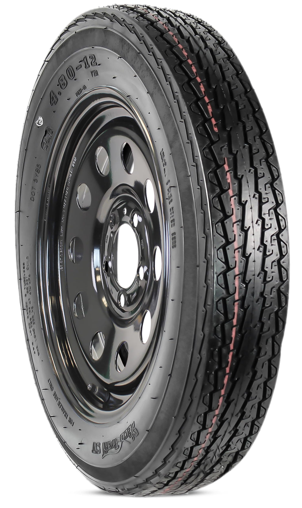 2-Pack Trailer Tire Rim Assembly 4.80-12 5 Lug Black K165455