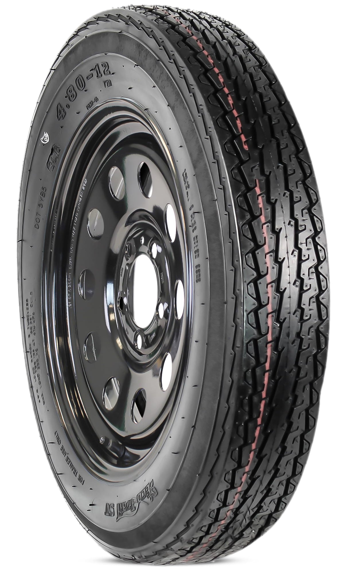 2-Pack Trailer Tire Rim Assembly 4.80-12 5 Lug Black K165455