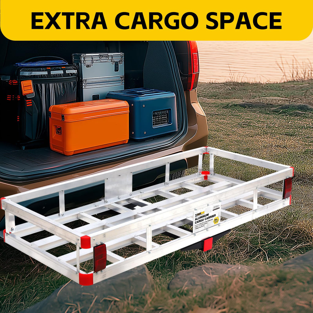 Aluminum Cargo Carrier with High Side Rails, 500-lb Load Capacity, Grey, 49" x 22.5" A58413