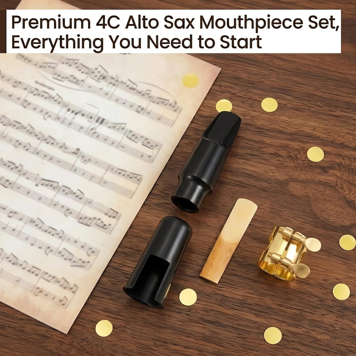 Alto Saxophone Mouthpiece with Ligature, Reed & Cap A30123