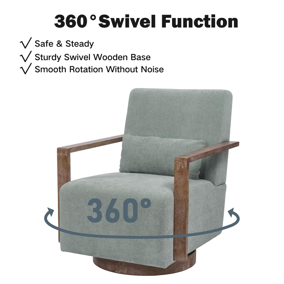 Green Swivel Accent Arm Chair Set of 2 with Solid Wood Base Y80514