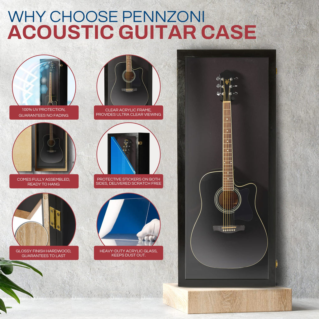 Acoustic Guitar Display Case Wall Mount Black X59475