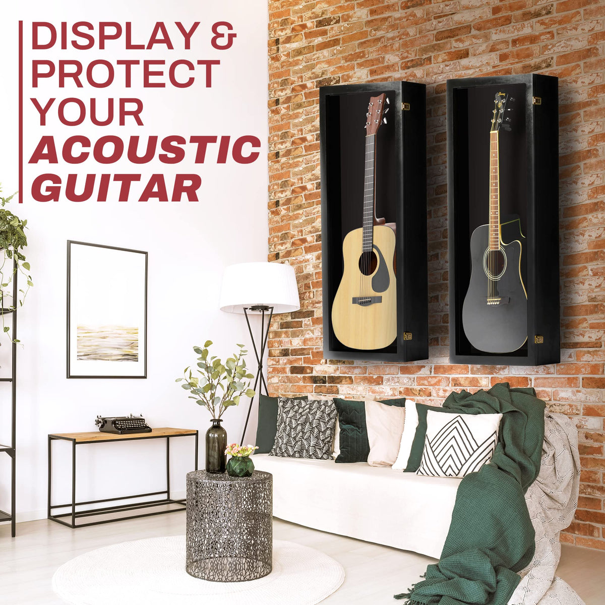 Acoustic Guitar Display Case Wall Mount Black X59475