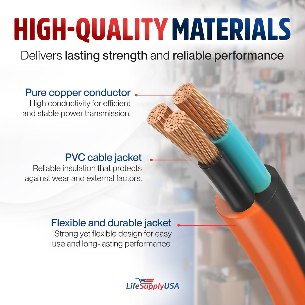 100ft 12/3 Gauge Heavy Duty Extension Cord, Waterproof, 15A 125V, Orange and Black W994