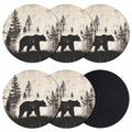 Black Beige Bear Absorbent Coasters Set of 6 P257