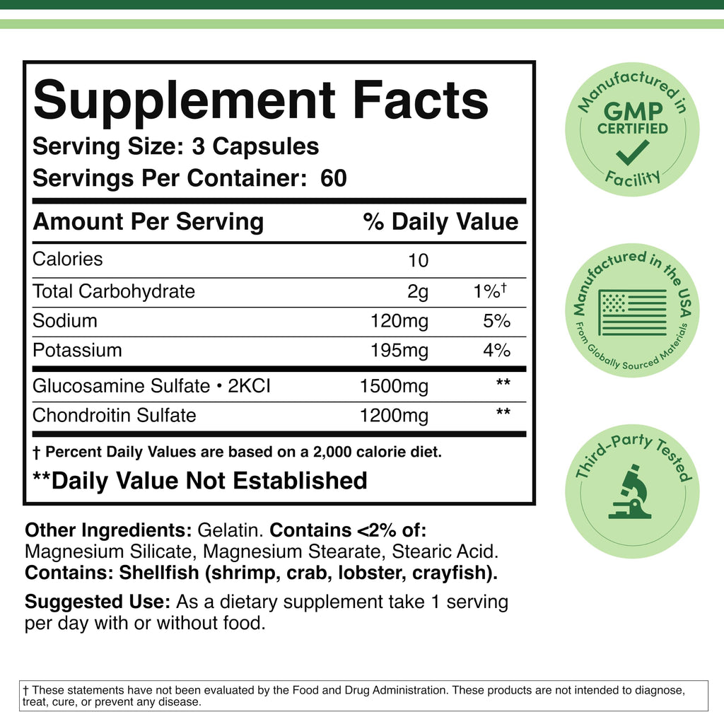 Glucosamine Chondroitin Sulfate 180 Tablets K585