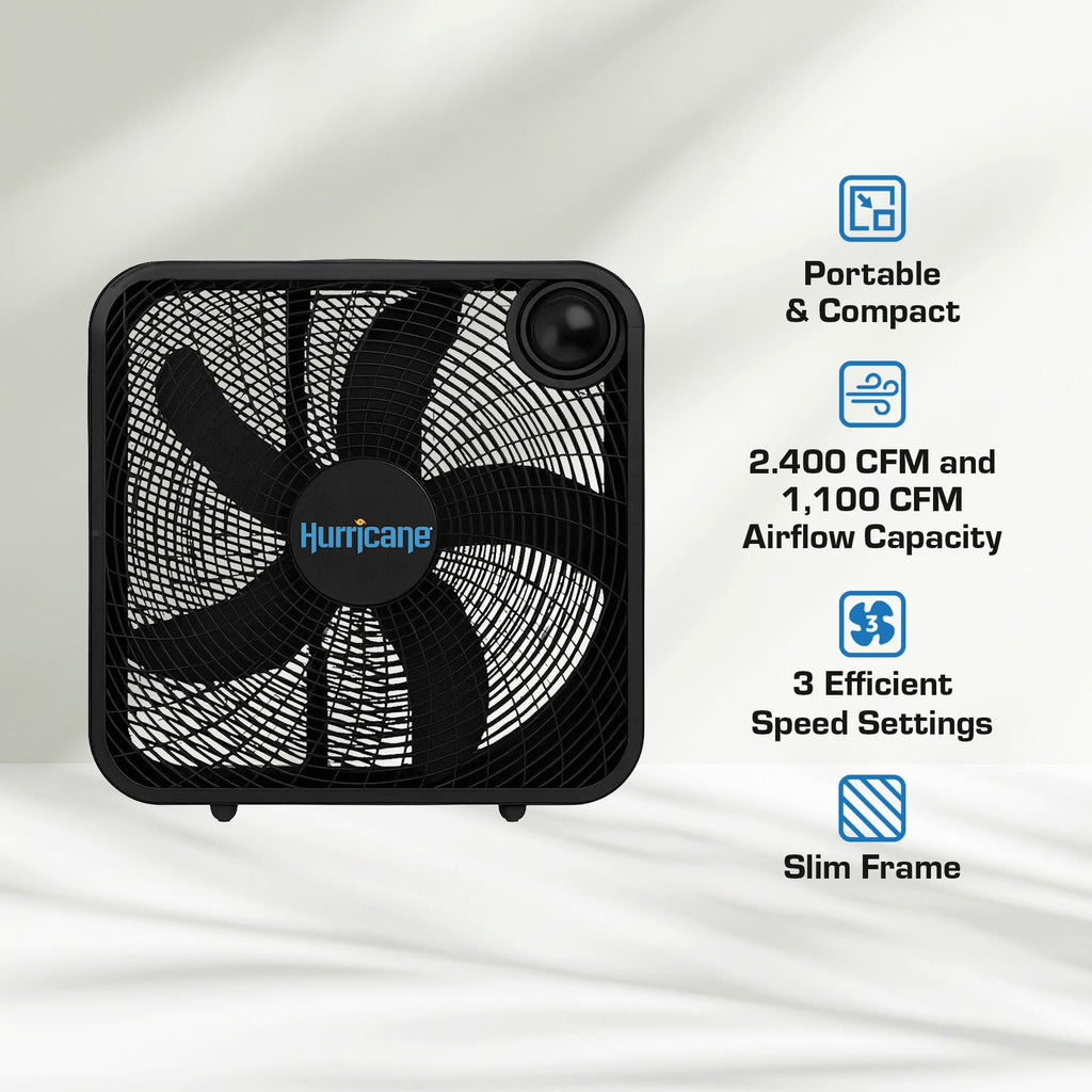 Black 3 Speed 20in Floor Box Fan R93059