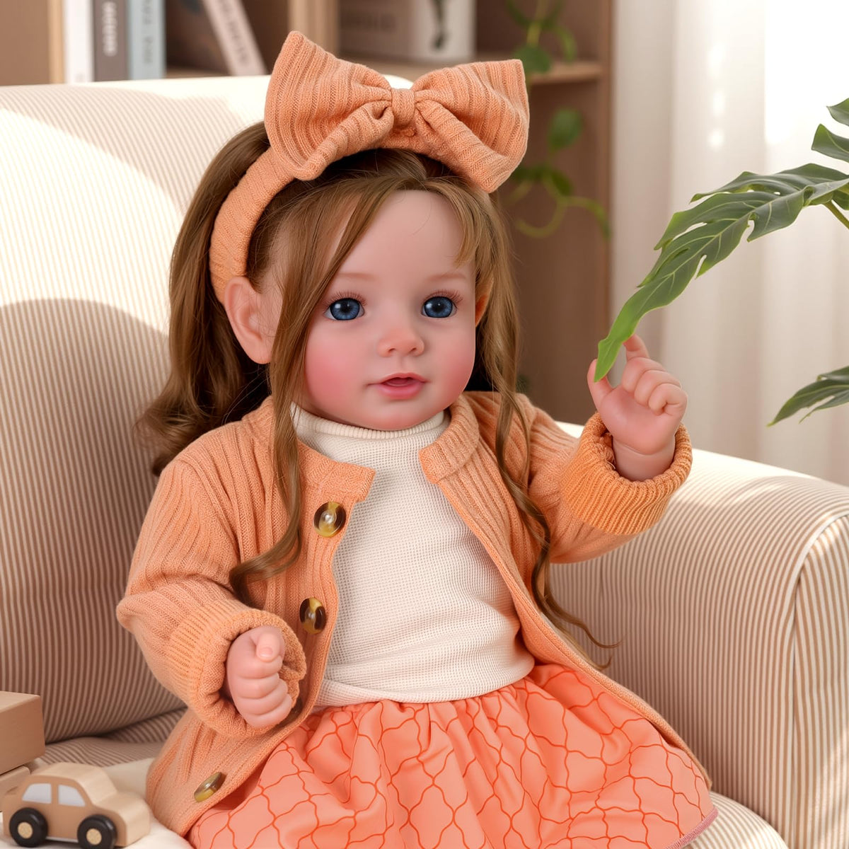20 Inch Reborn Baby Dolls with Brown Hair T3496
