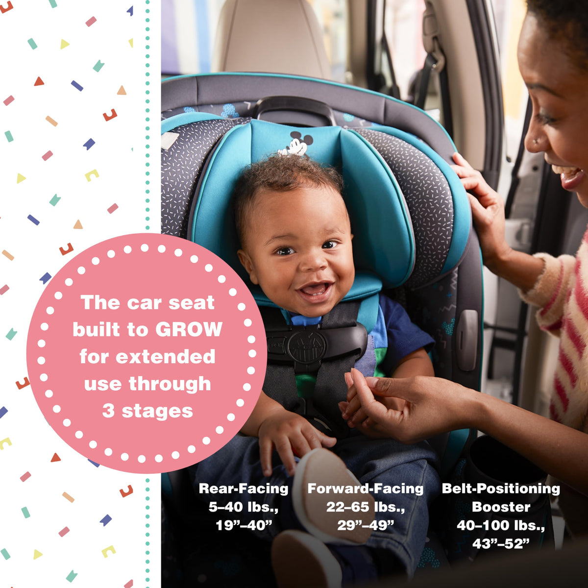 Convertible Car Seat, Rear Facing 5-40 pounds, Forward Facing 30-65 pounds, Booster 40-100 lbs F5716