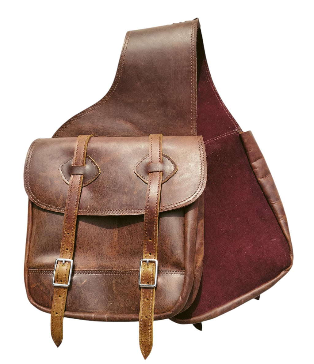 Leather Saddle Bag with Adjustable Strap 11X11X3.5 Inch D536