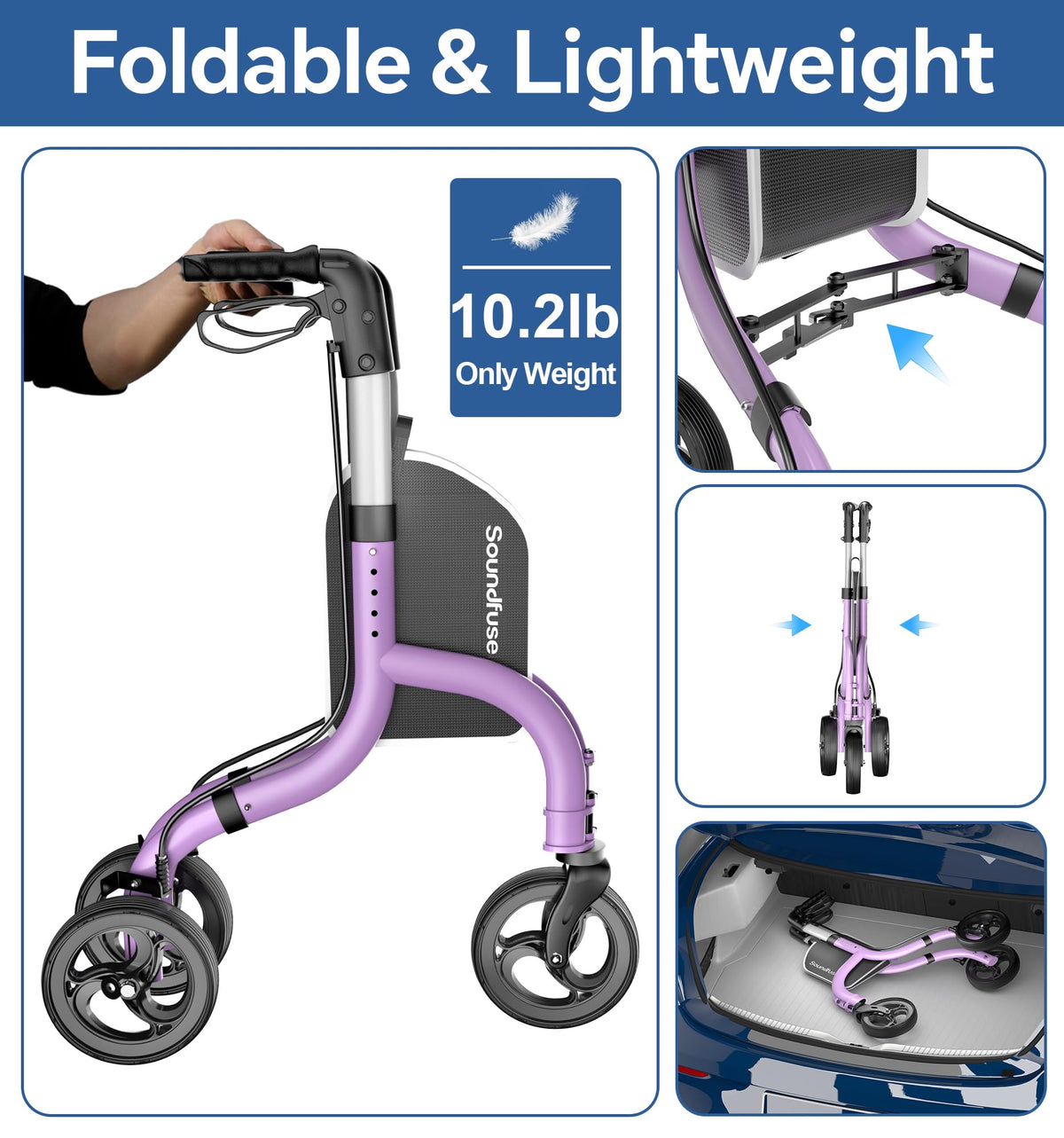 Lightweight Foldable Aluminum 3 Wheel Walkers D376143