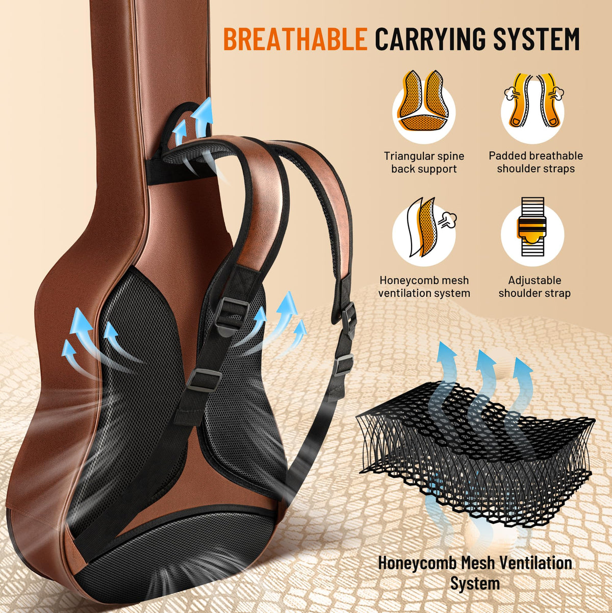 0.8in Thick Padding Waterproof Acoustic Guitar Case U648596