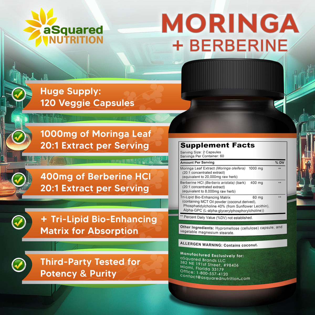 Moringa with Berberine Supplement 120 Capsules B3547