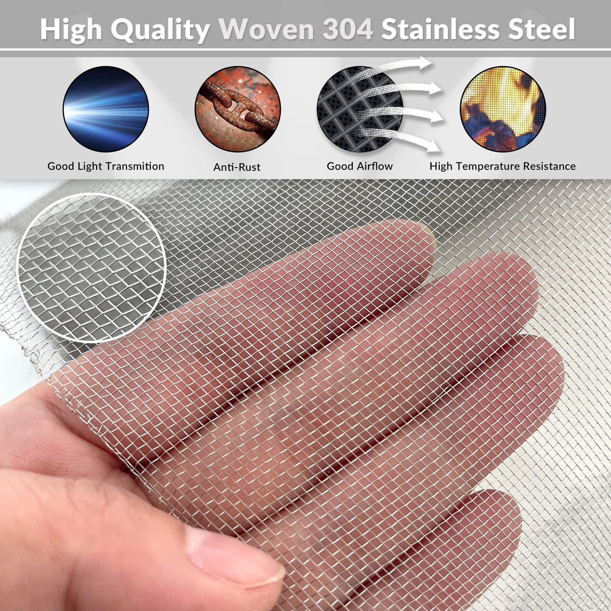 Stainless-Steel Wire Mesh Screen 50"x120" 30 Mesh J575374