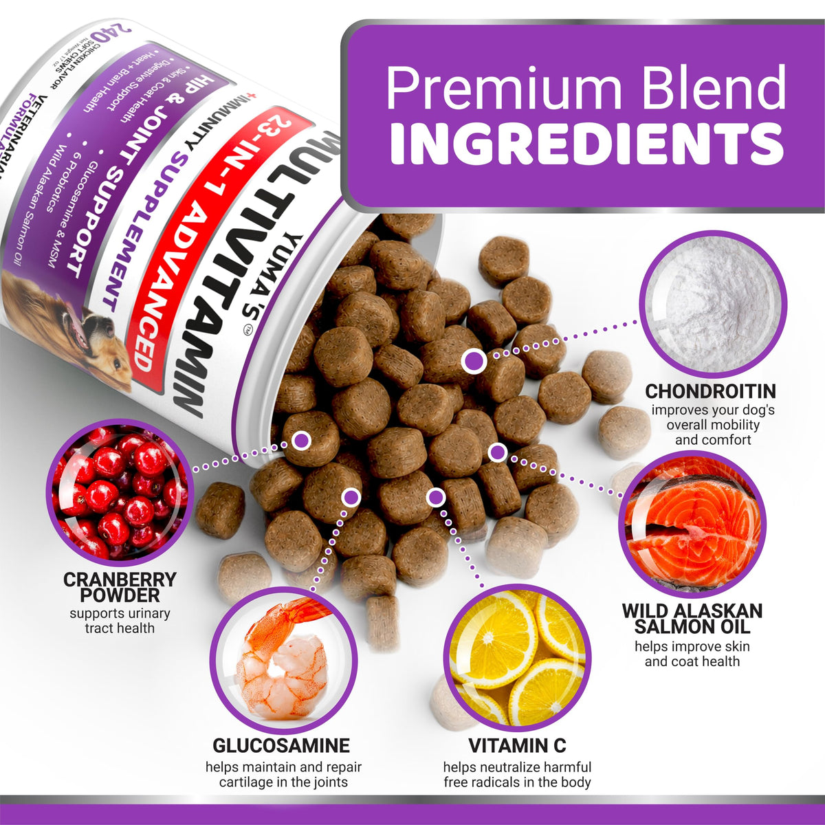 Dog Multivitamin with Glucosamine, 240 Treats L7946
