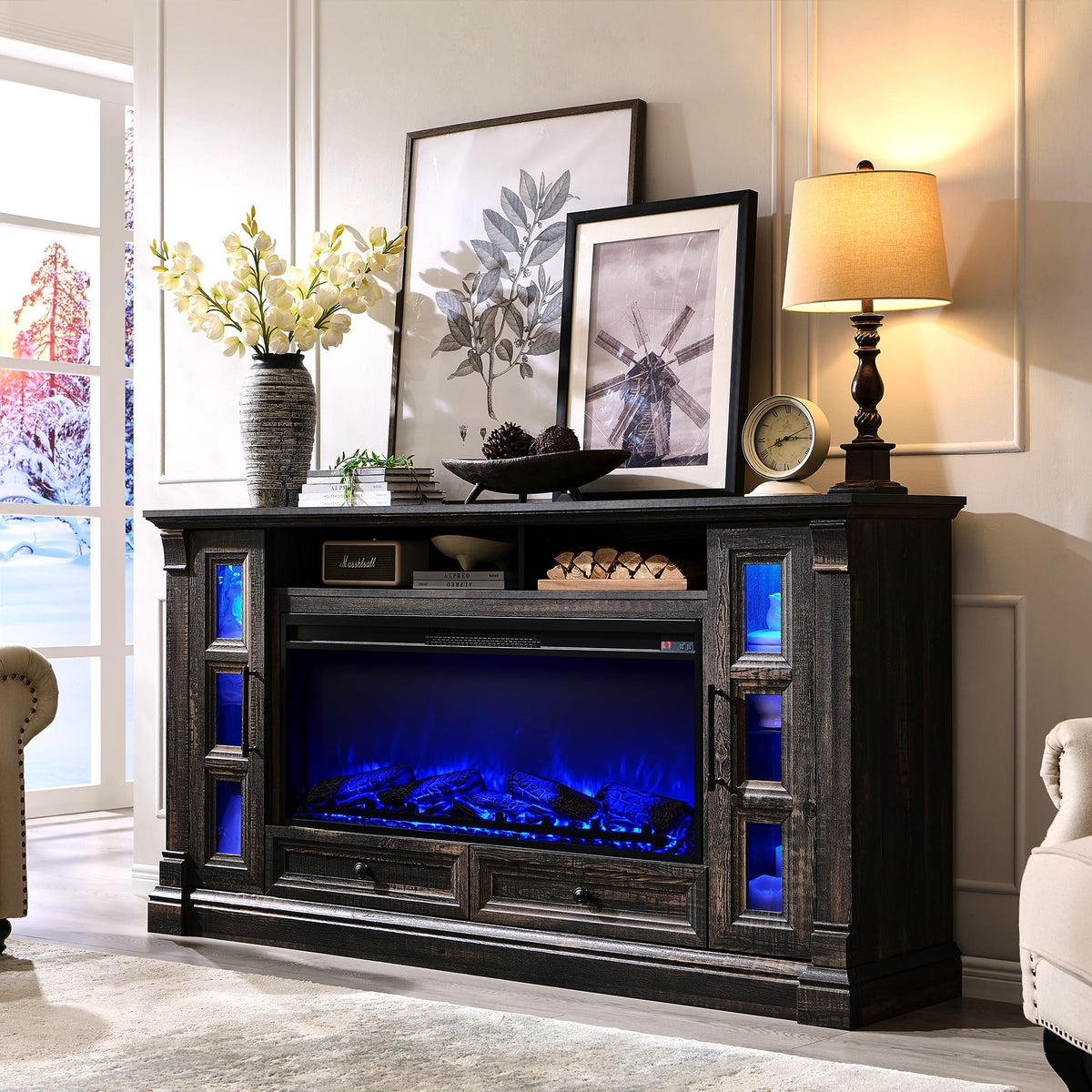 70" TV Stand with Electric Fireplace L7713