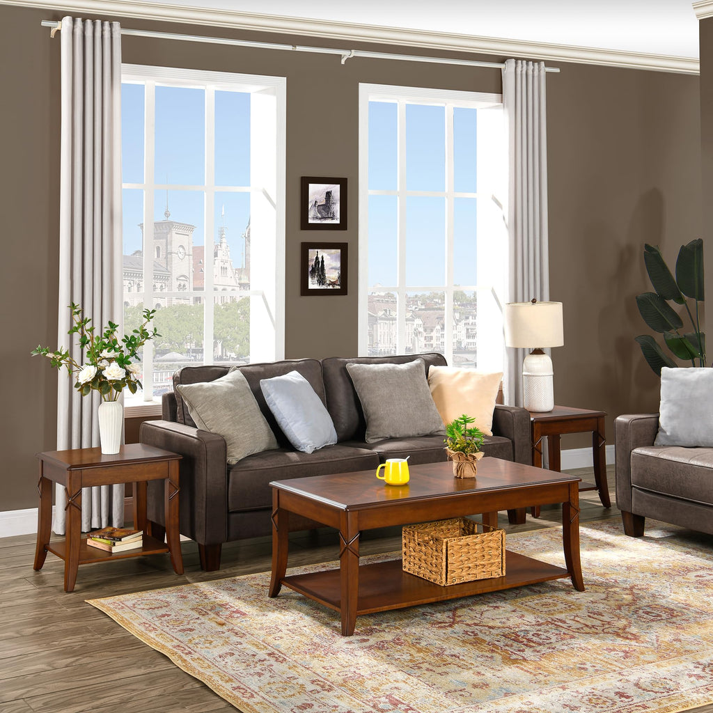 Solid Wood End Table with Storage Shelf X509