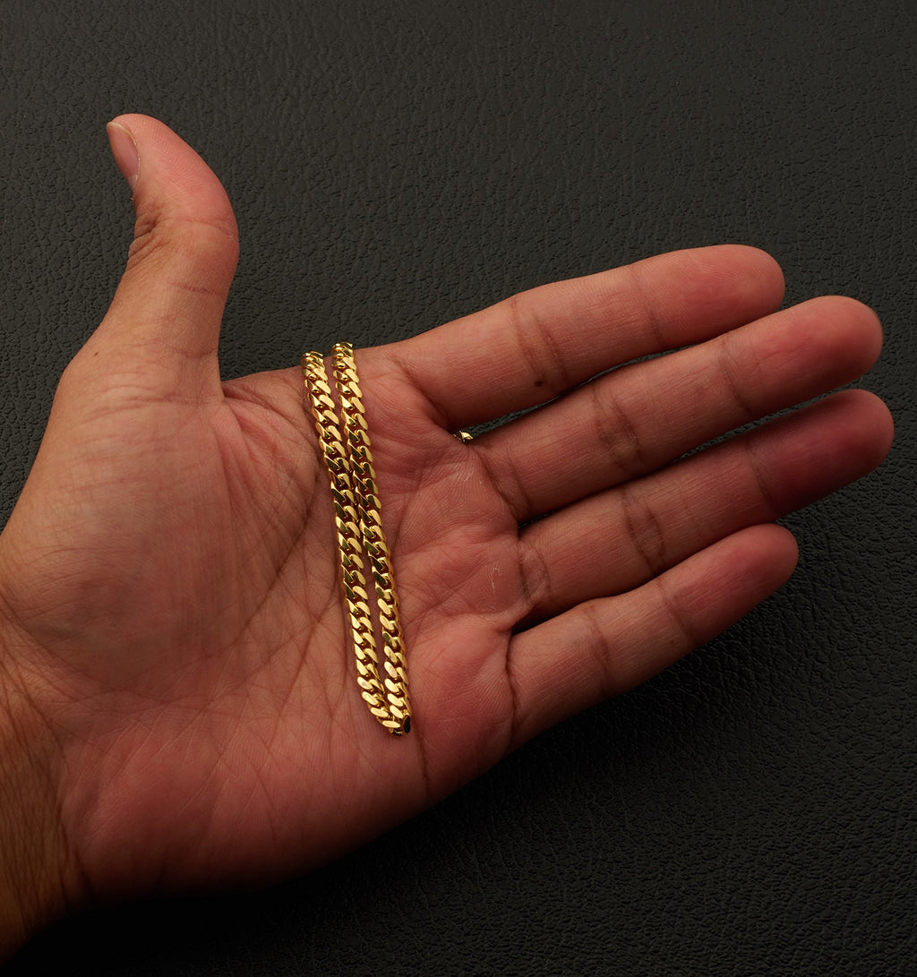 10K Yellow Gold 4mm Cuban Link Chain Necklace V95374