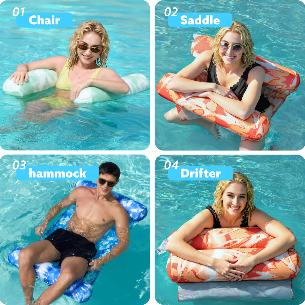 3 Pack 4-in-1 Inflatable Pool Floats Water Hammock Lounges W702