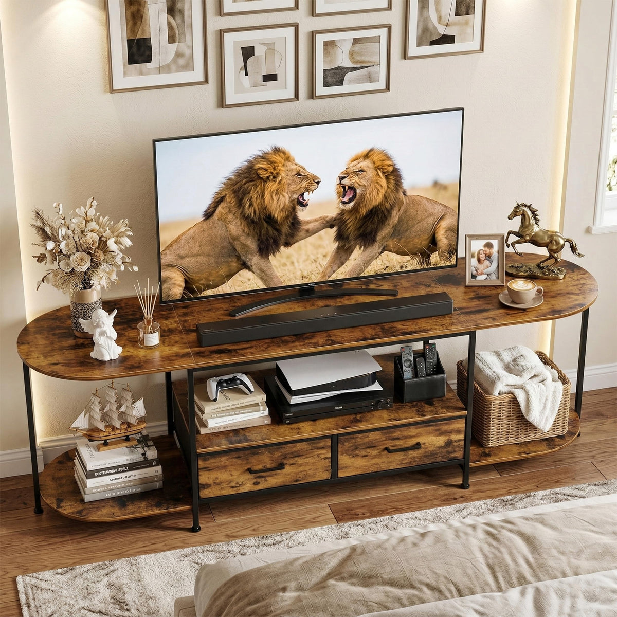 63" TV Stand with 2 Fabric Drawers L86863