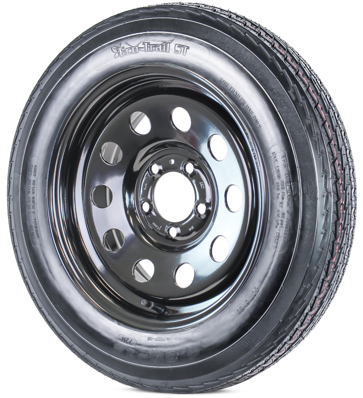 2-Pack Trailer Tire Rim Assembly 4.80-12 5 Lug Black K165455