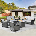 6 Piece Wicker Patio Furniture Set with Fire Pit Table F626257