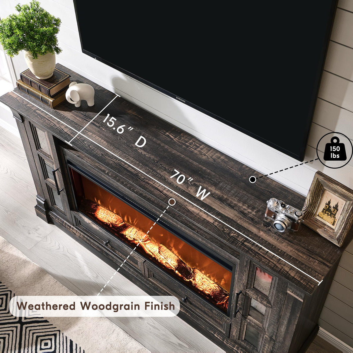70" TV Stand with Electric Fireplace L7713