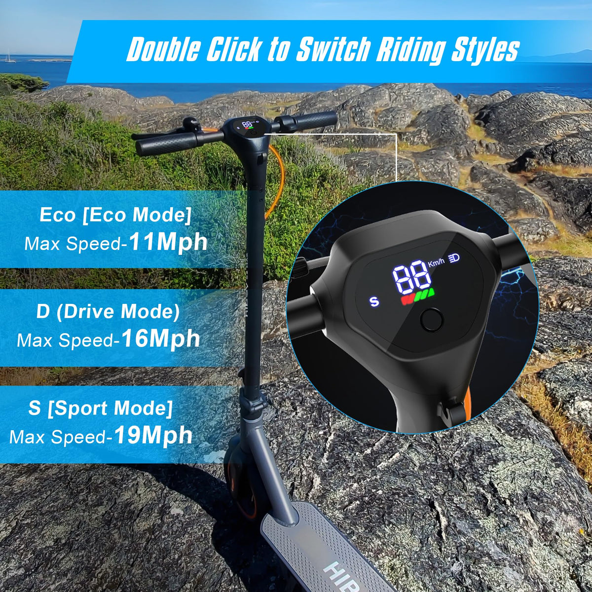Adult Electric Scooter, 500W Motor, 40.4 Miles Long Range B63392