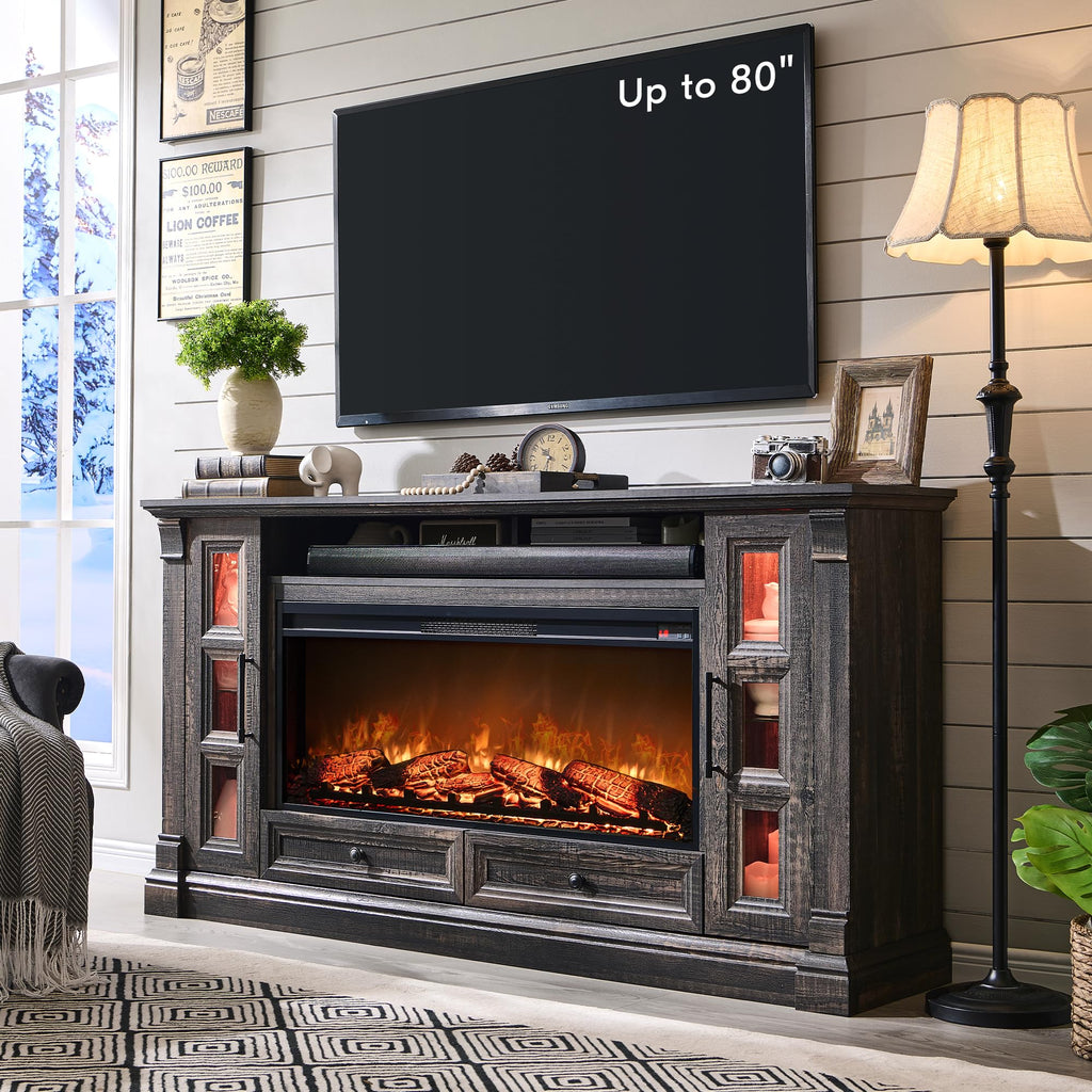 70" TV Stand with Electric Fireplace L7713